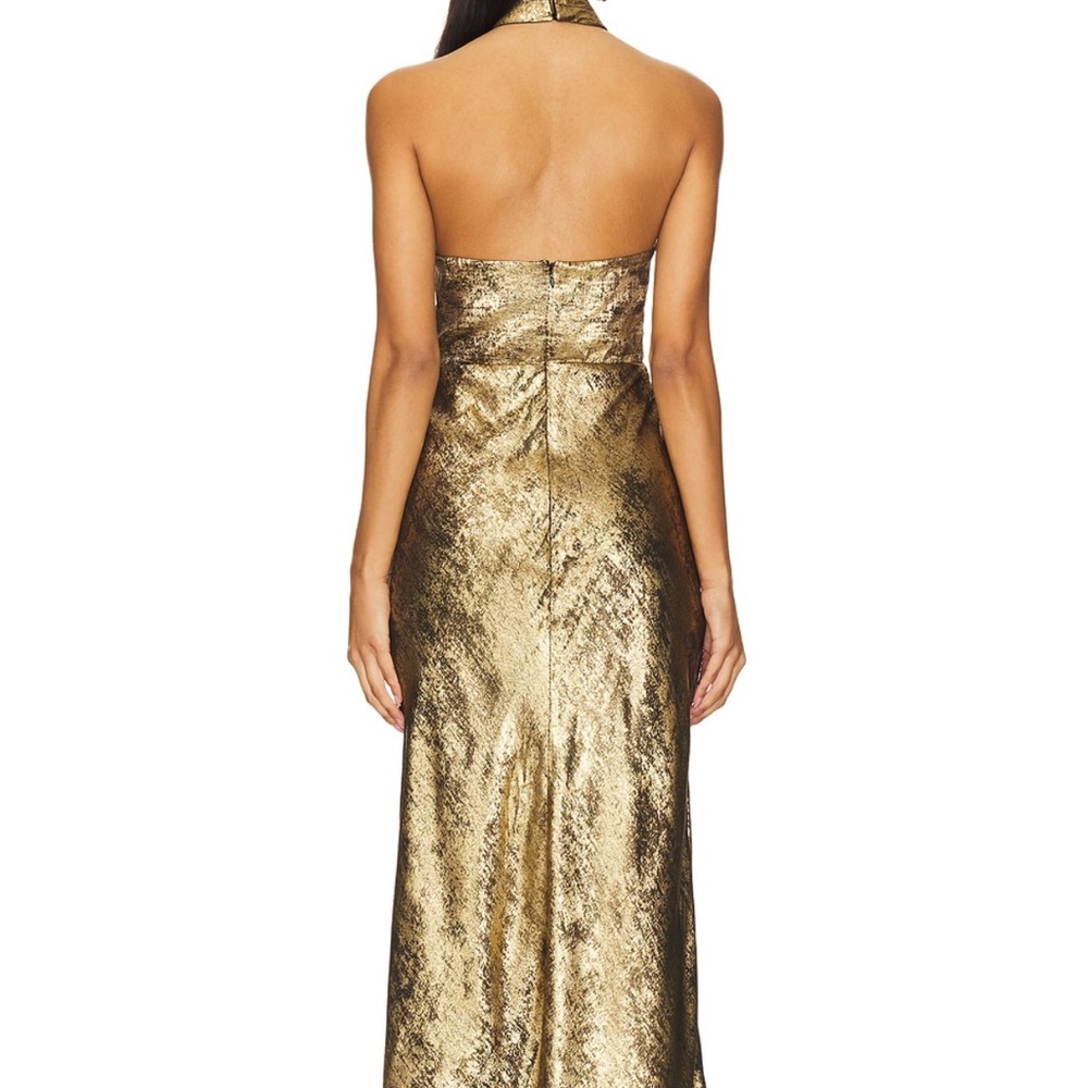 Astr Marissa Gold Halter Slit Gown - Picture 5 of 10